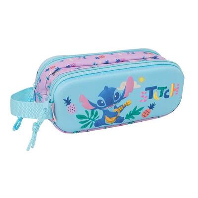 Astuccio per bambini Stitch in PVC trasparente con cerniera e set scolastico blu