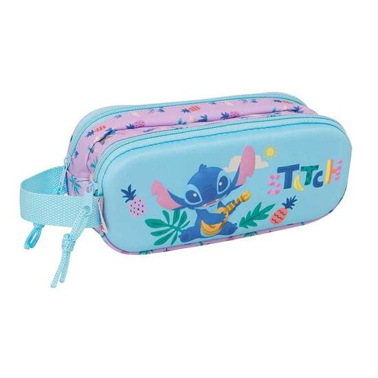 Astuccio per bambini Stitch in PVC trasparente con cerniera e set scolastico blu