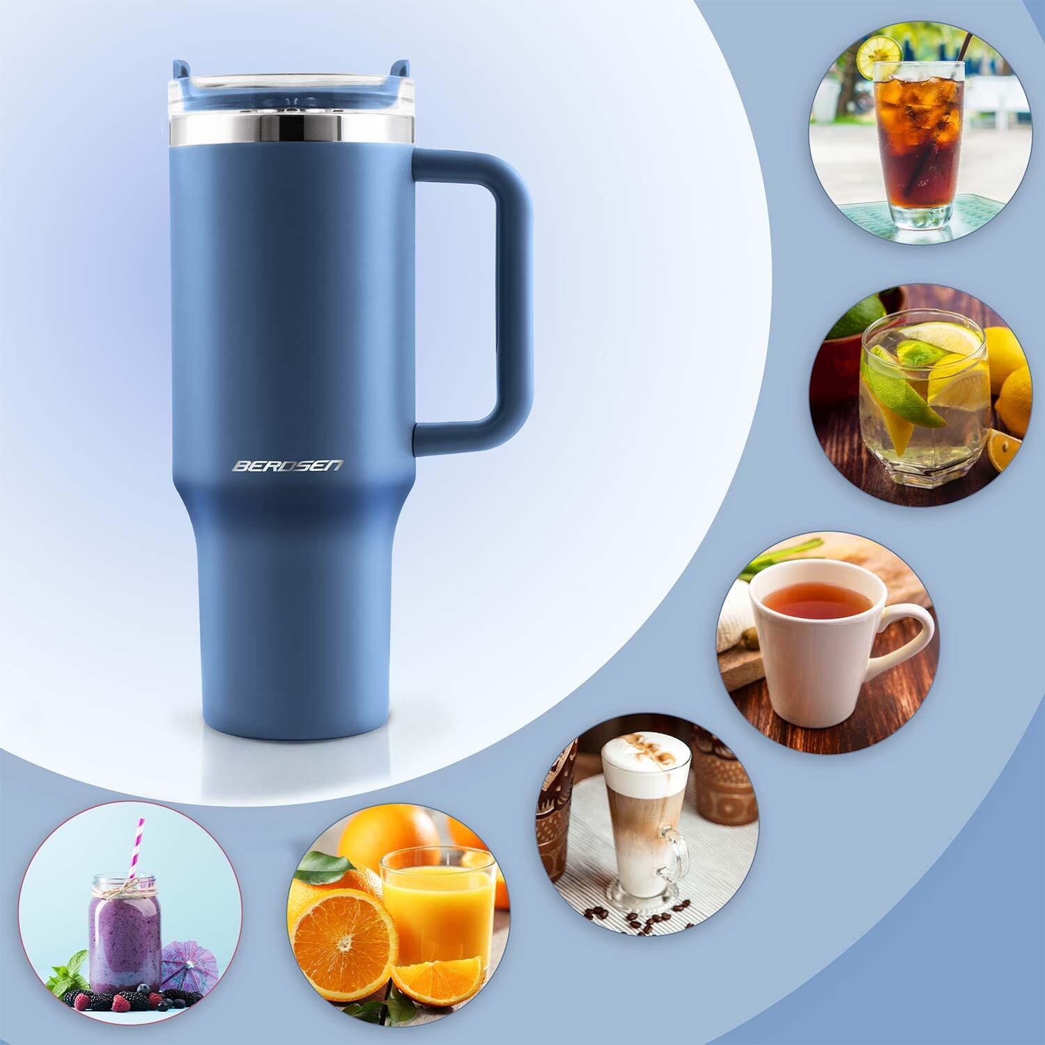 Termos próżniowy kubek ze słomką 1180 ml Berdsen granatowy 3/5