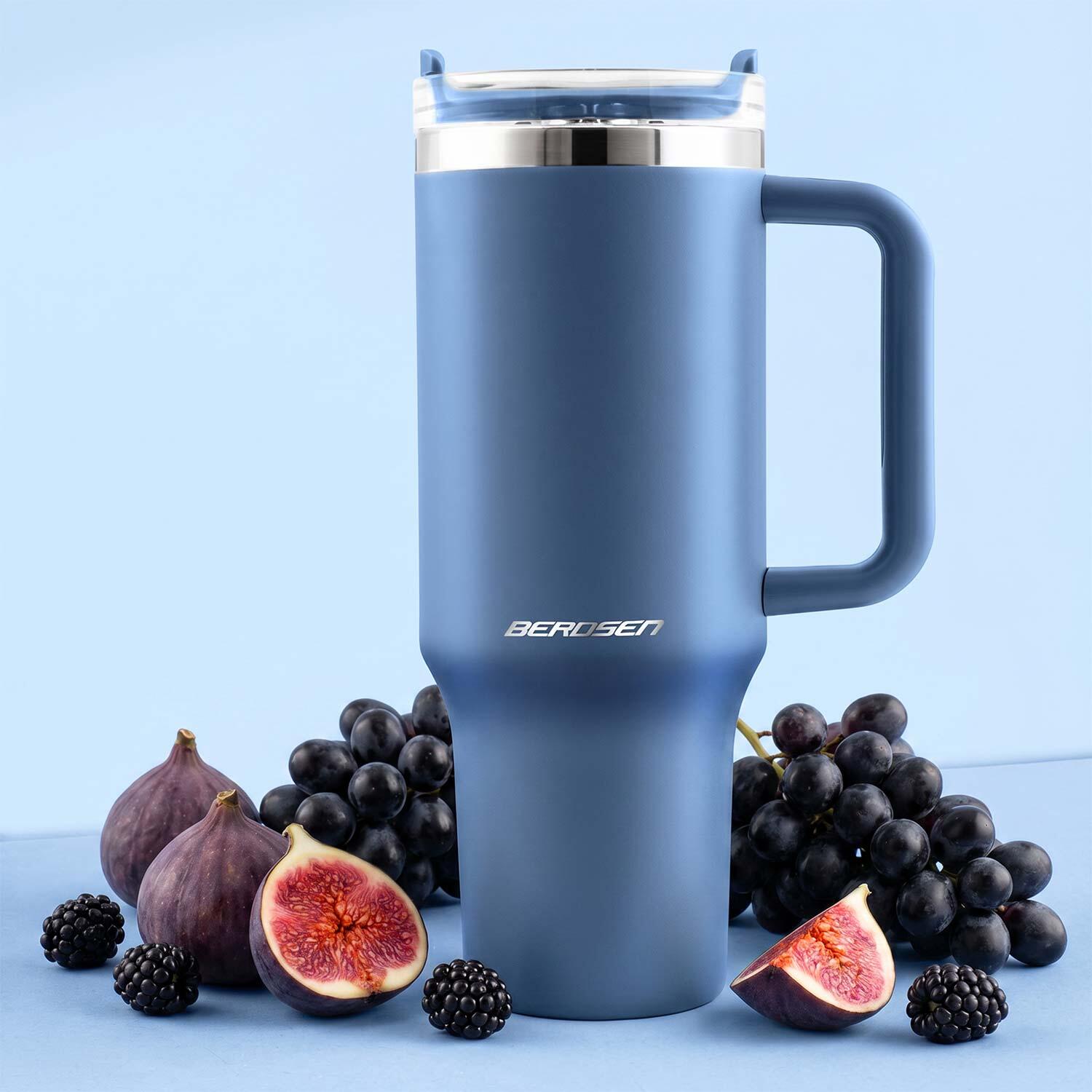 Termos próżniowy kubek ze słomką 1180 ml Berdsen granatowy 2/5