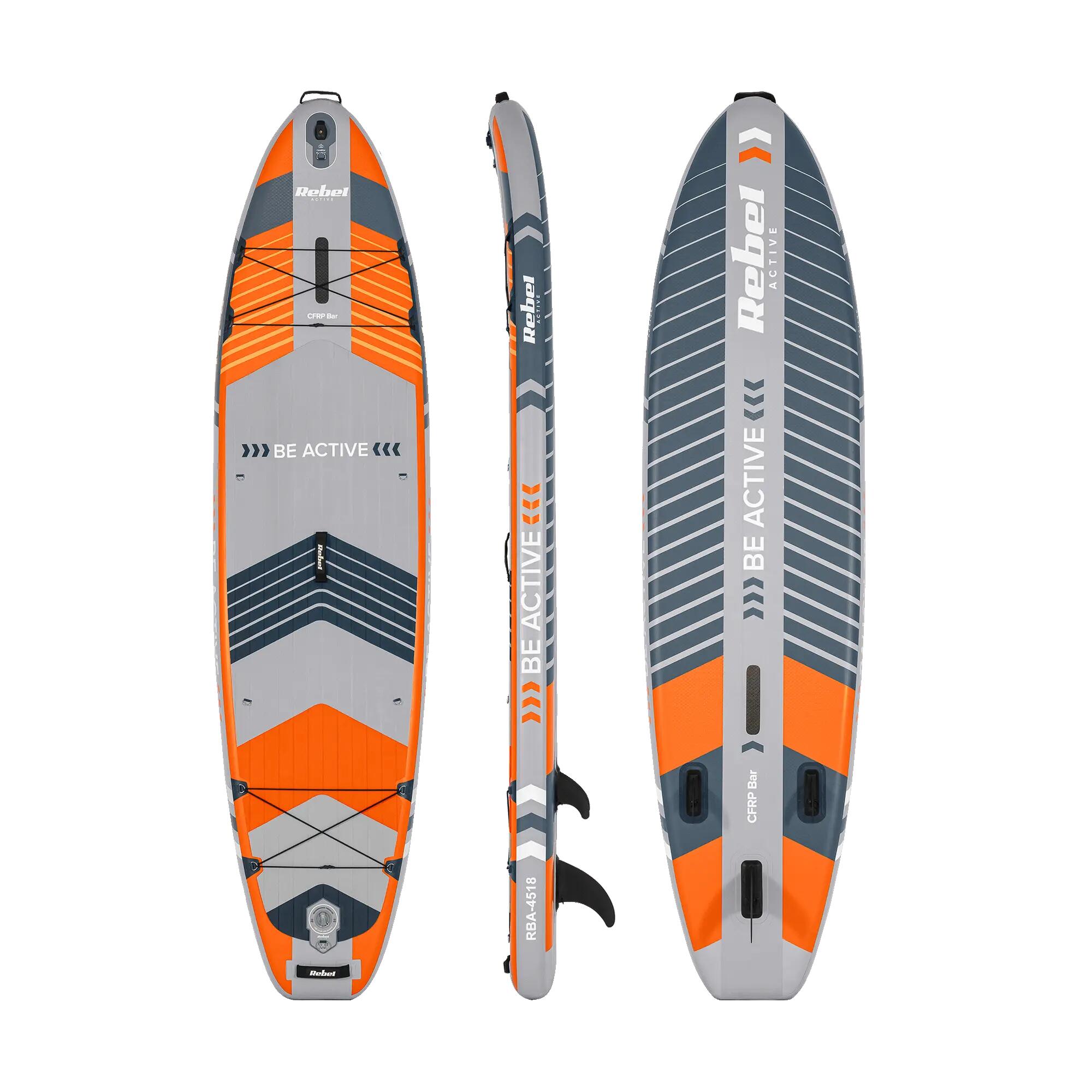 Set placa gonflabila Rebel RBA-4518-OR, stand up paddle (Portocaliu) 2/7