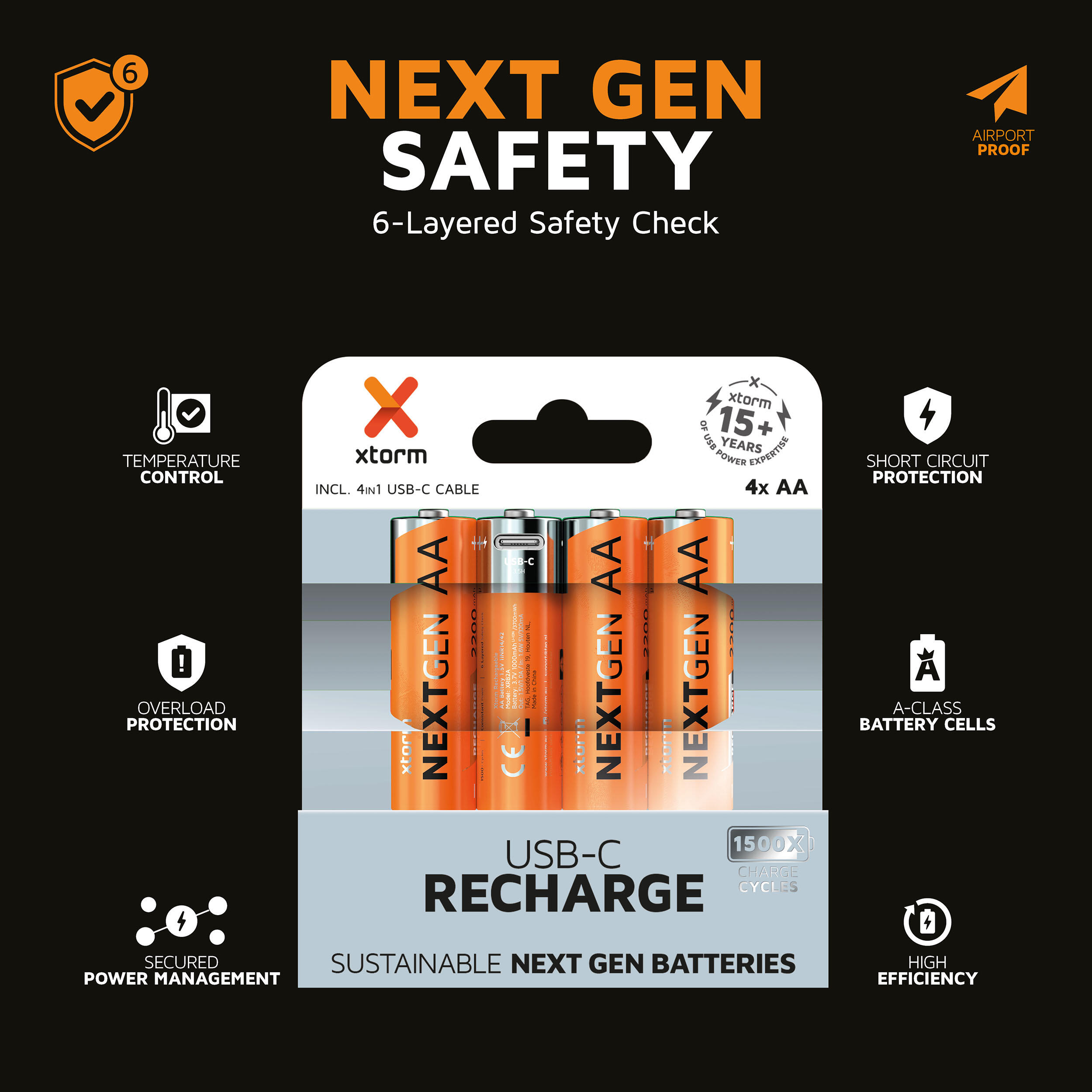 Xtorm NextGen AA Batteries USB-C Rechargeable - 4 Pack 7/7