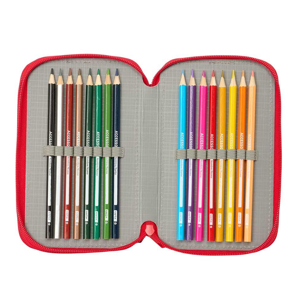 Astuccio per bambini di Topolino con accessori e doppia cerniera, blu e rosso 5/6