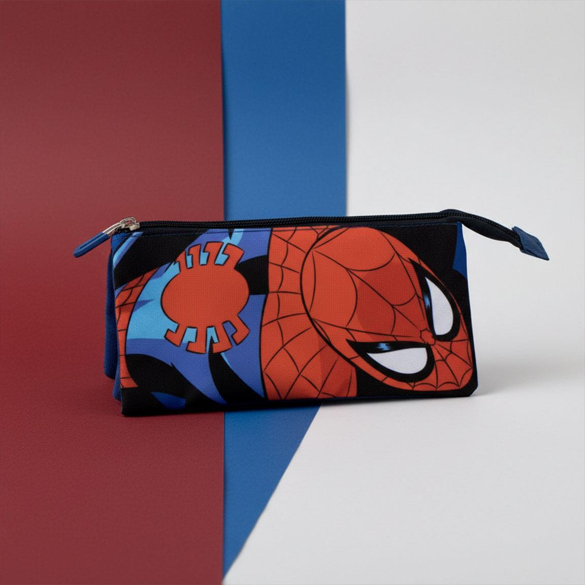 Astuccio per bambini di Spider-Man, in poliestere, con 3 scomparti, blu. 6/6