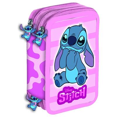 Astuccio triplo per bambini Stitch con 3 cerniere 20x135x65 cm rosa
