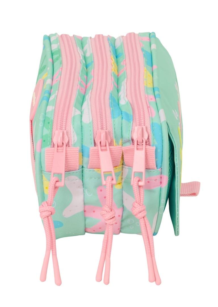 Astuccio triplo per bambini con stelle e cerniere verde menta 3/4