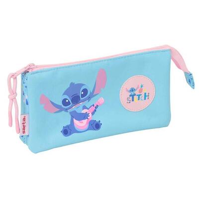 Astuccio doppio Stitch per bambini con 2 cerniere rosa e blu