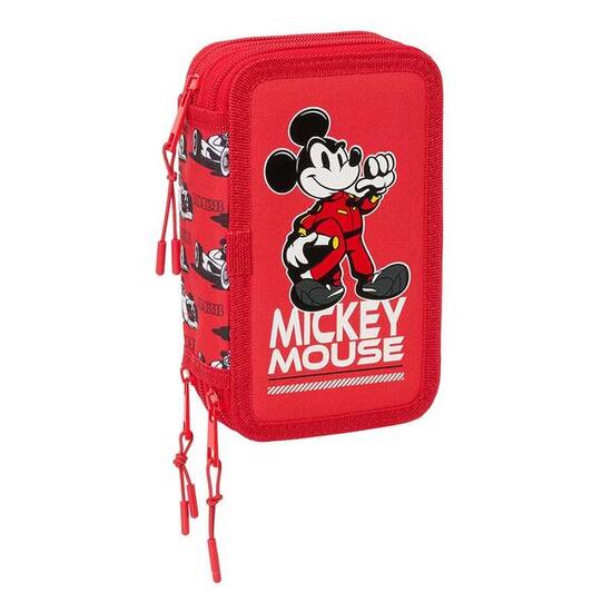 Mickey Mouse Kinder-Federmäppchen mit Zubehör und Doppelreißverschluss, Blau und