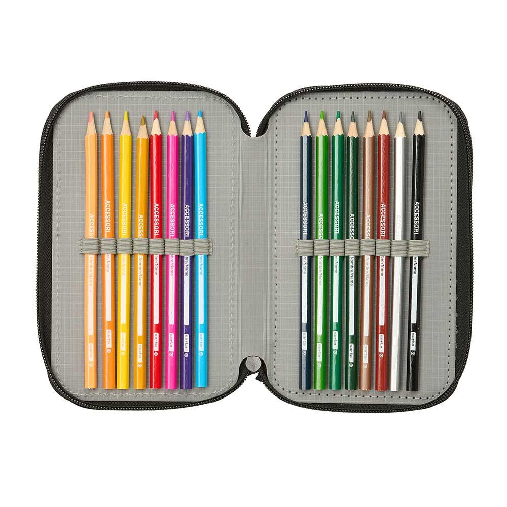 Trousse double pour enfants Real Betis Balompié avec 28 crayons, bleu marine 5/6