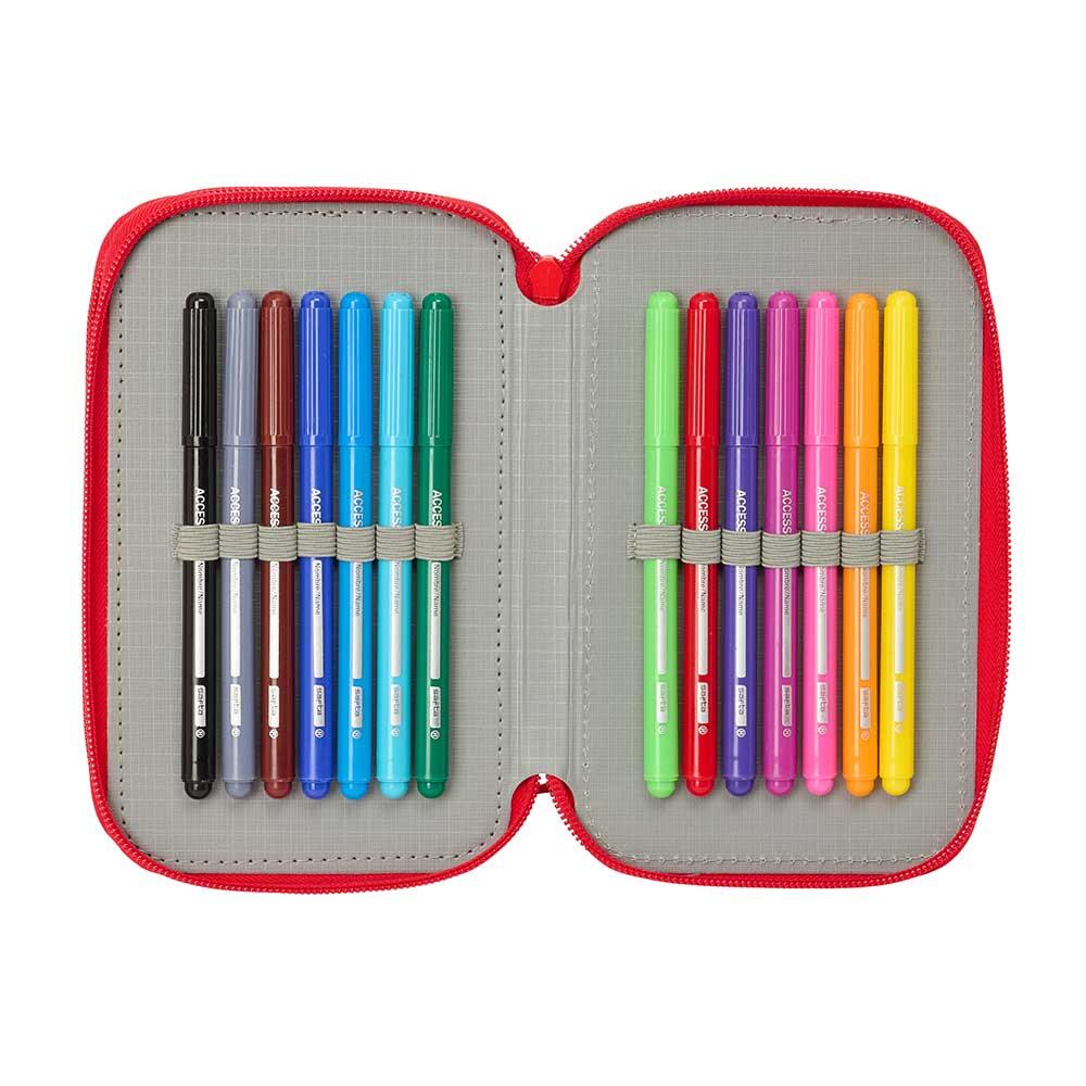 Astuccio per bambini di Topolino con accessori e doppia cerniera, blu e rosso 6/6