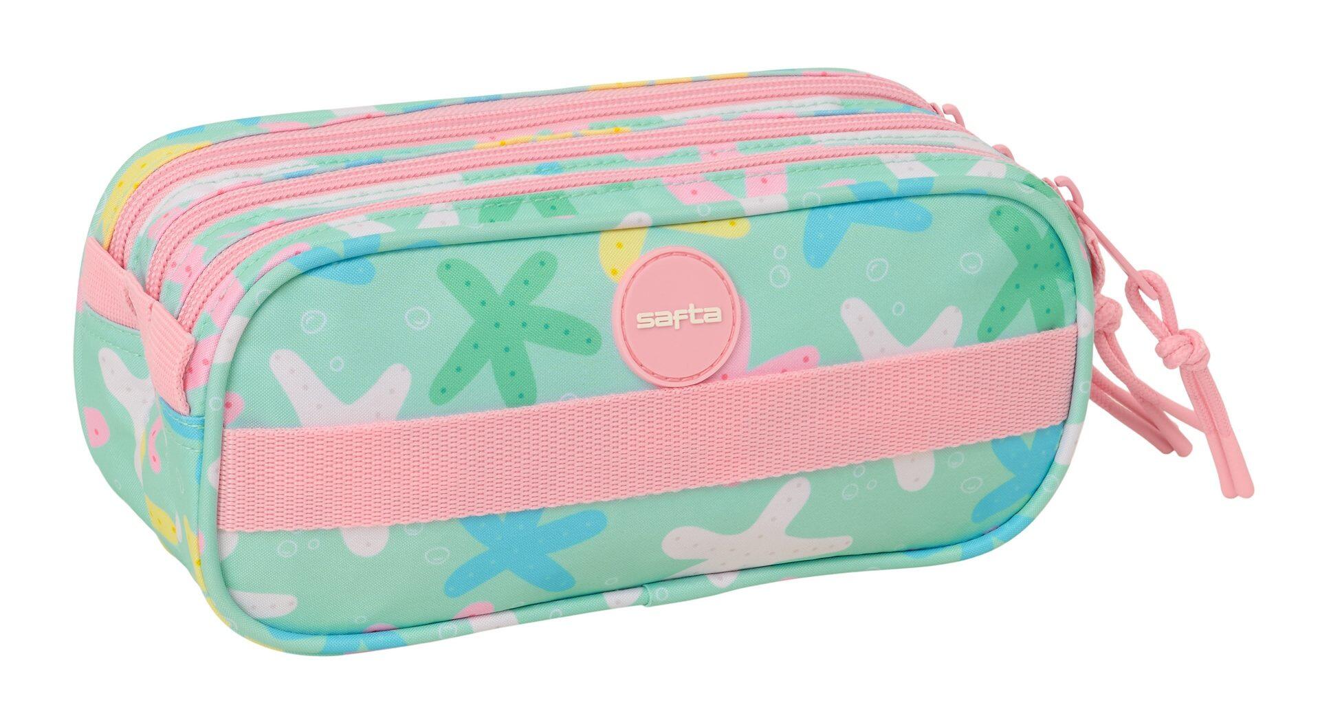 Astuccio triplo per bambini con stelle e cerniere verde menta 2/4