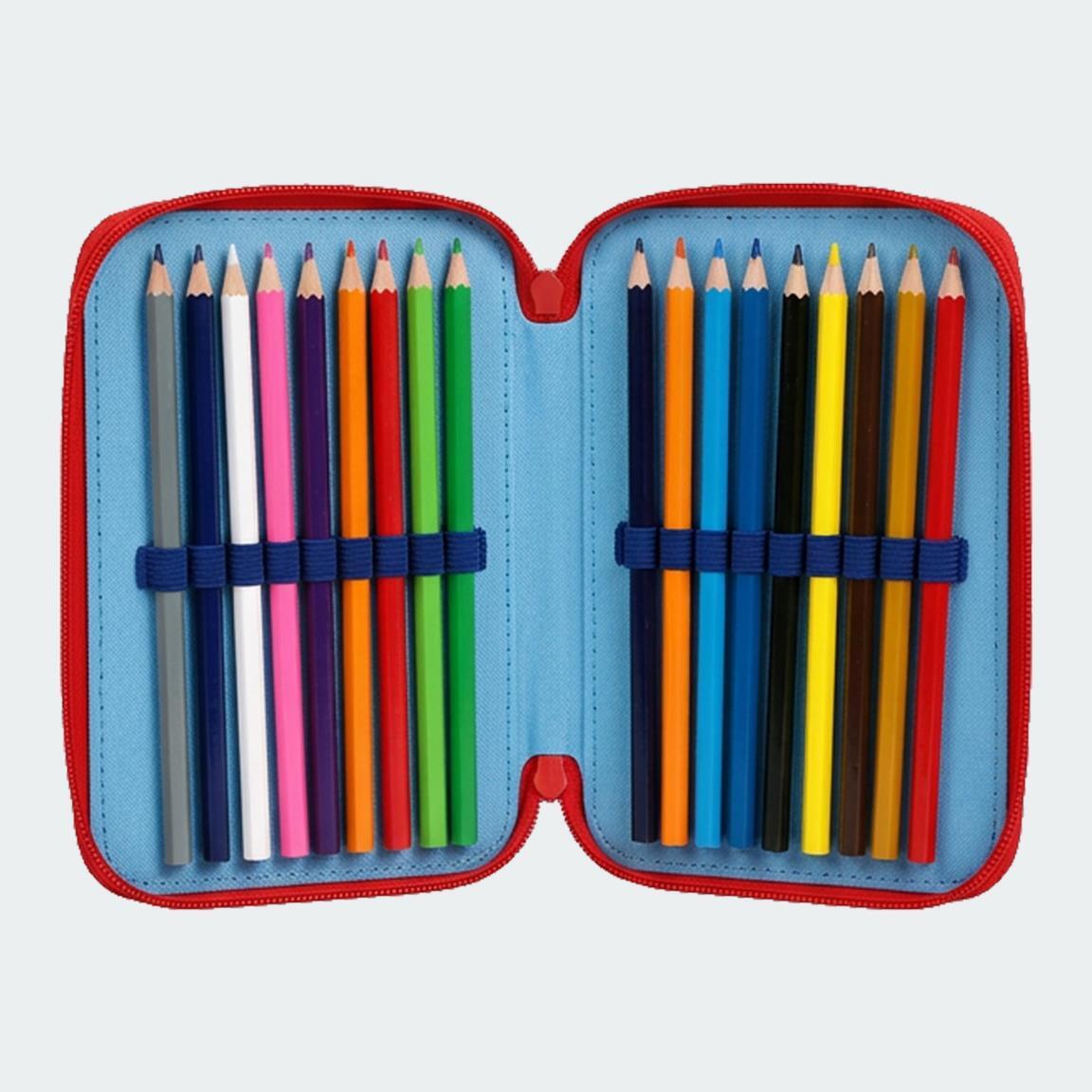 Astuccio doppio Spider-Man Neon per bambini con 28 pezzi e cerniera - Blu 4/7