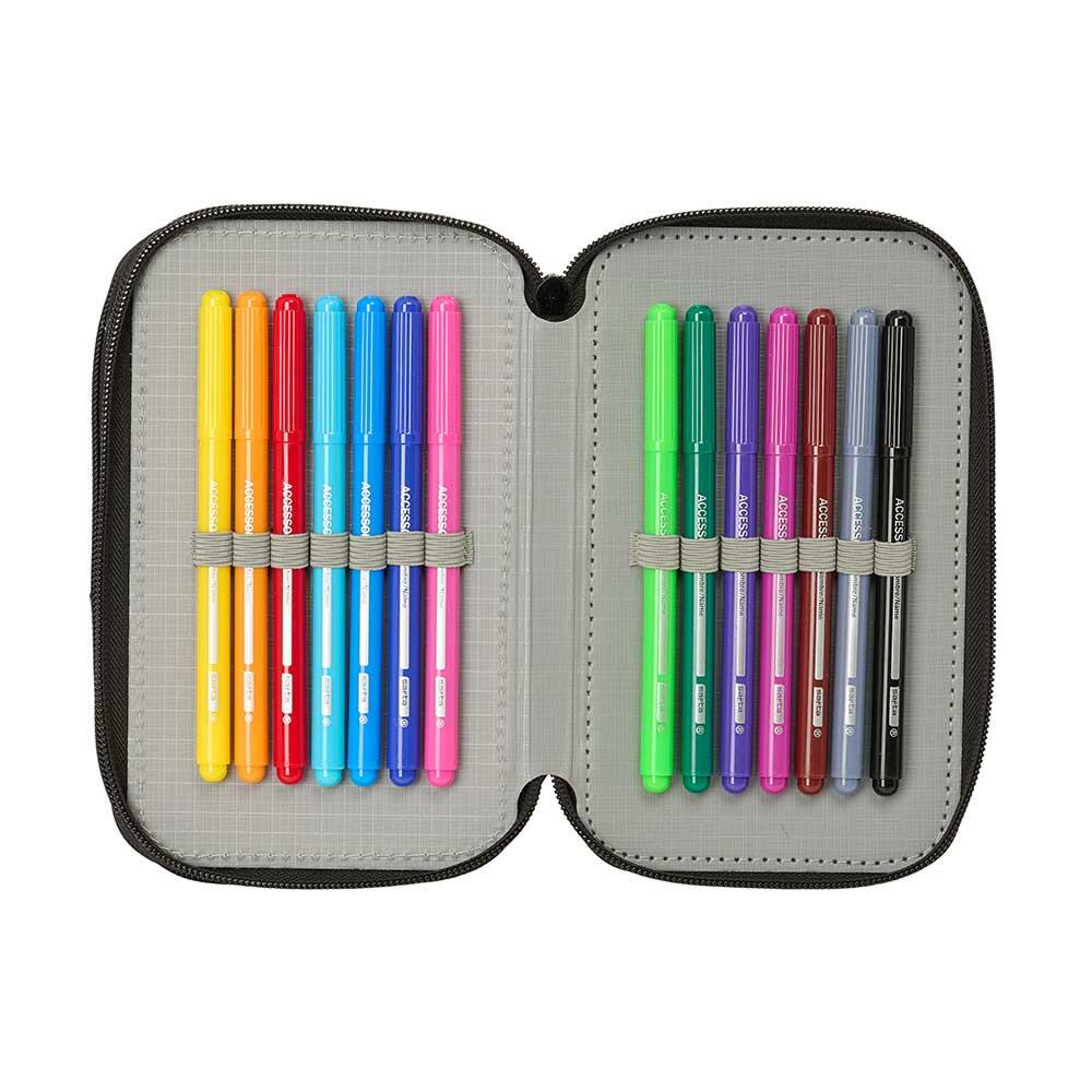 Trousse double pour enfants Real Betis Balompié avec 28 crayons, bleu marine 6/6