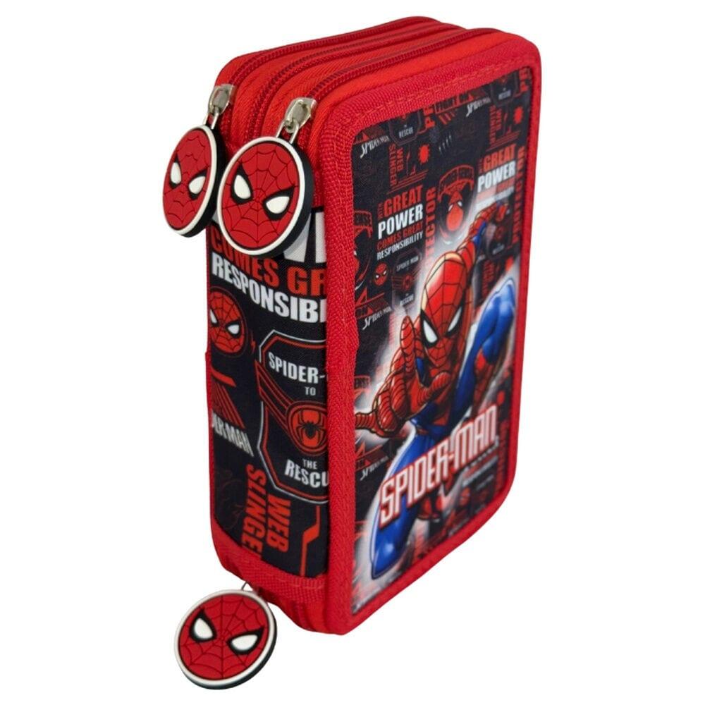 Plumier Triple Infantil Spider-Man con 3 Cremalleras 20x13,5x6,5 cm Rojo 2/2