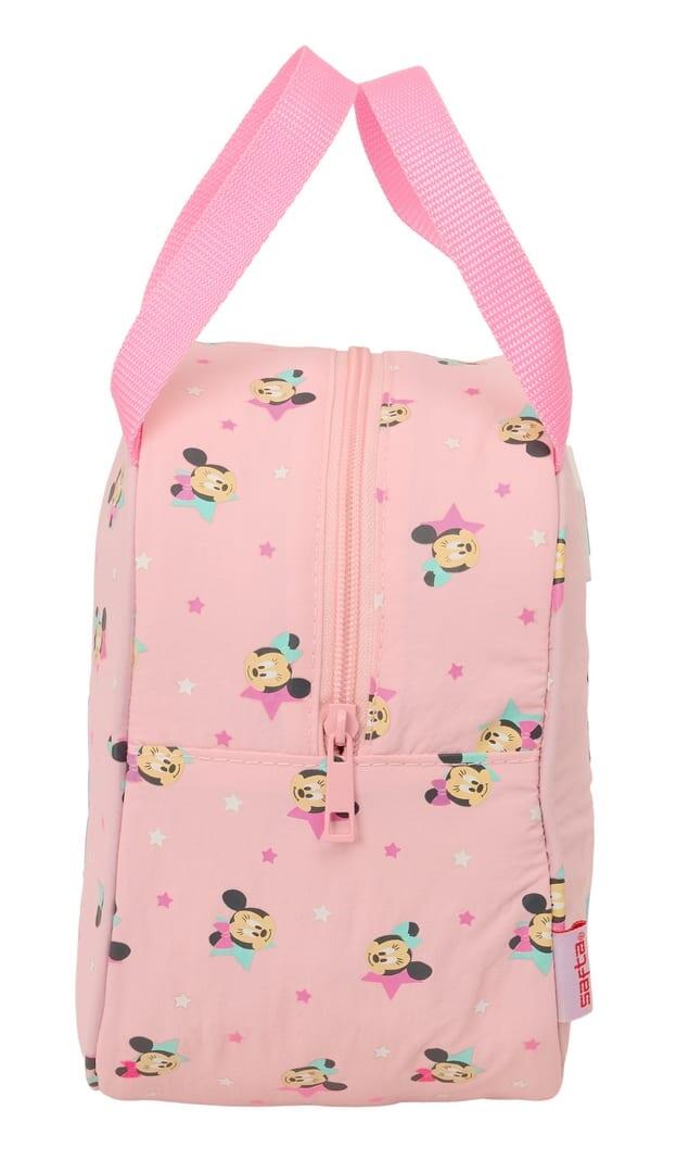 Beauty case da viaggio per bambini di Minnie Mouse con cerniera e manico, rosa e 3/4