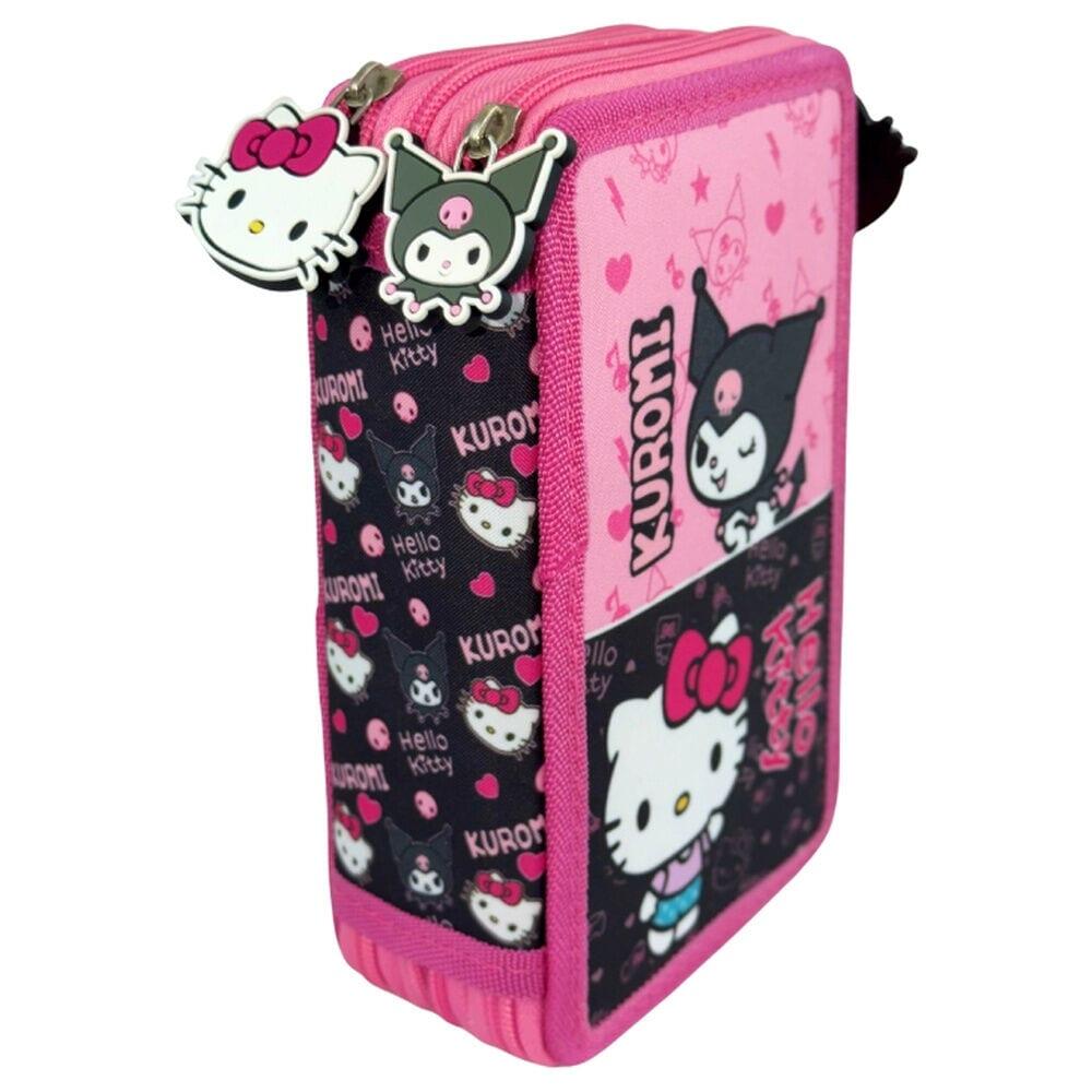 Astuccio triplo Hello Kitty & Friends per bambini con 37 pezzi, rosa 2/2