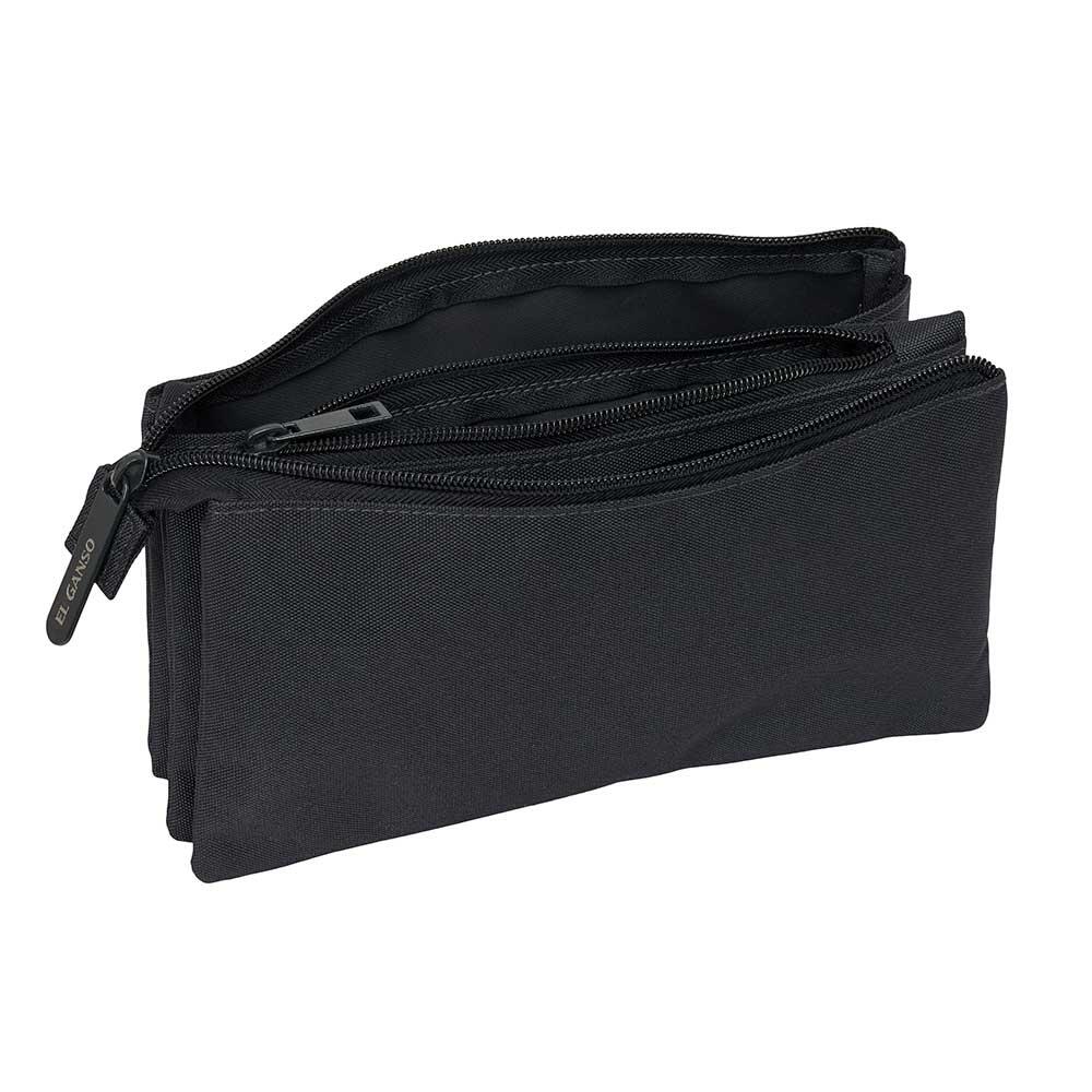 Astuccio triplo El Ganso Basics per adulti con 3 cerniere, colore cioccolato. 3/3