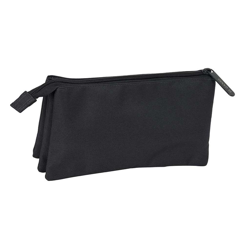 Astuccio triplo El Ganso Basics per adulti con 3 cerniere, colore cioccolato. 2/3