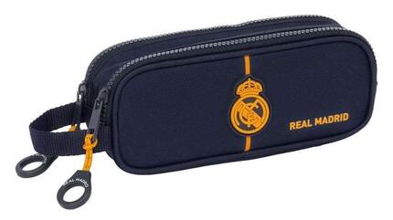 Trousse double pour enfants Real Madrid avec fermeture éclair et poignée - Bleue