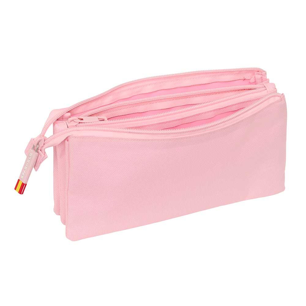 Astuccio triplo per bambini in spagnolo con 3 scomparti e cerniera, rosa 3/3
