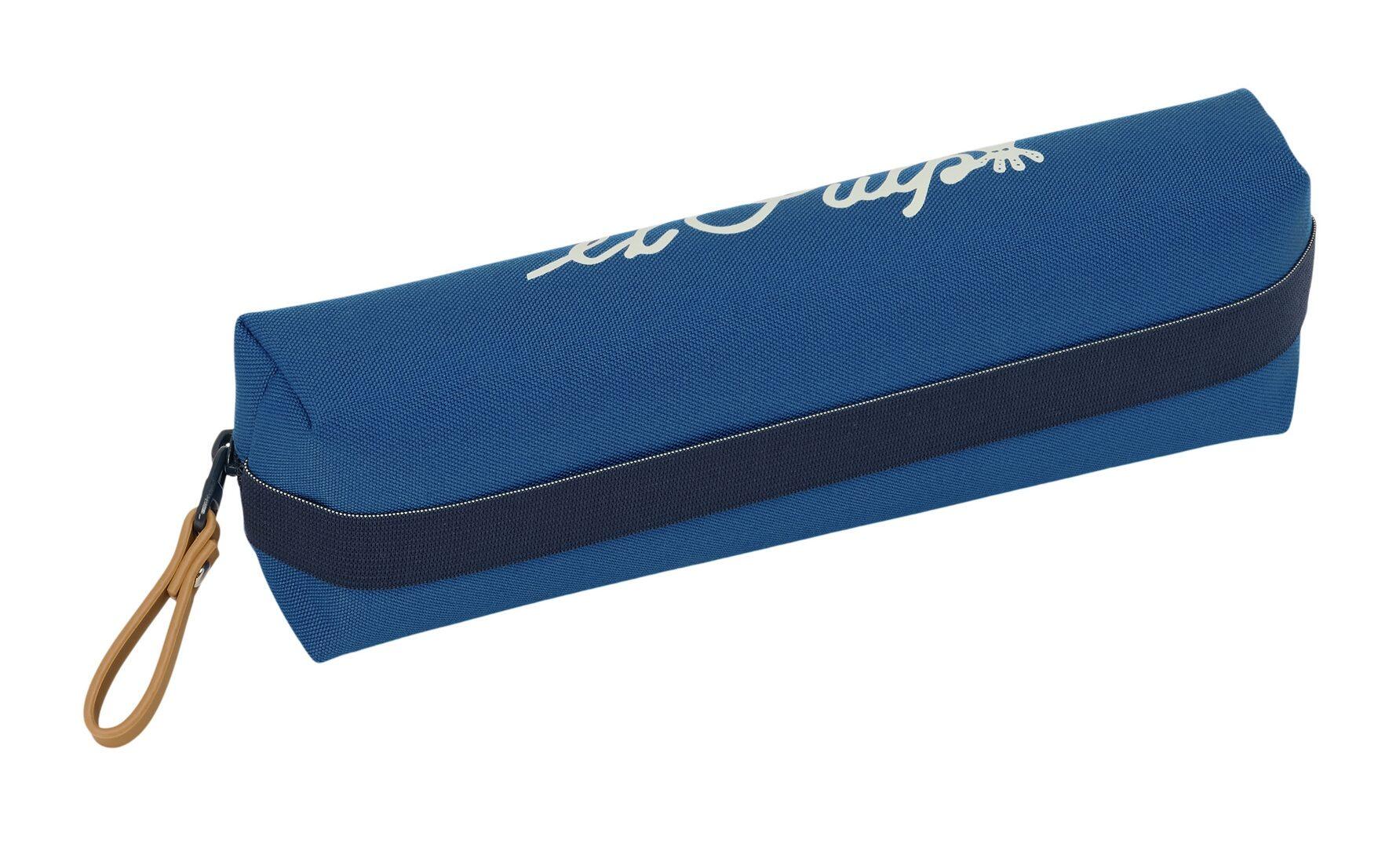 Estojo triplo para lápis, modelo polvo, 22 cm, com zíperes, azul. 3/3