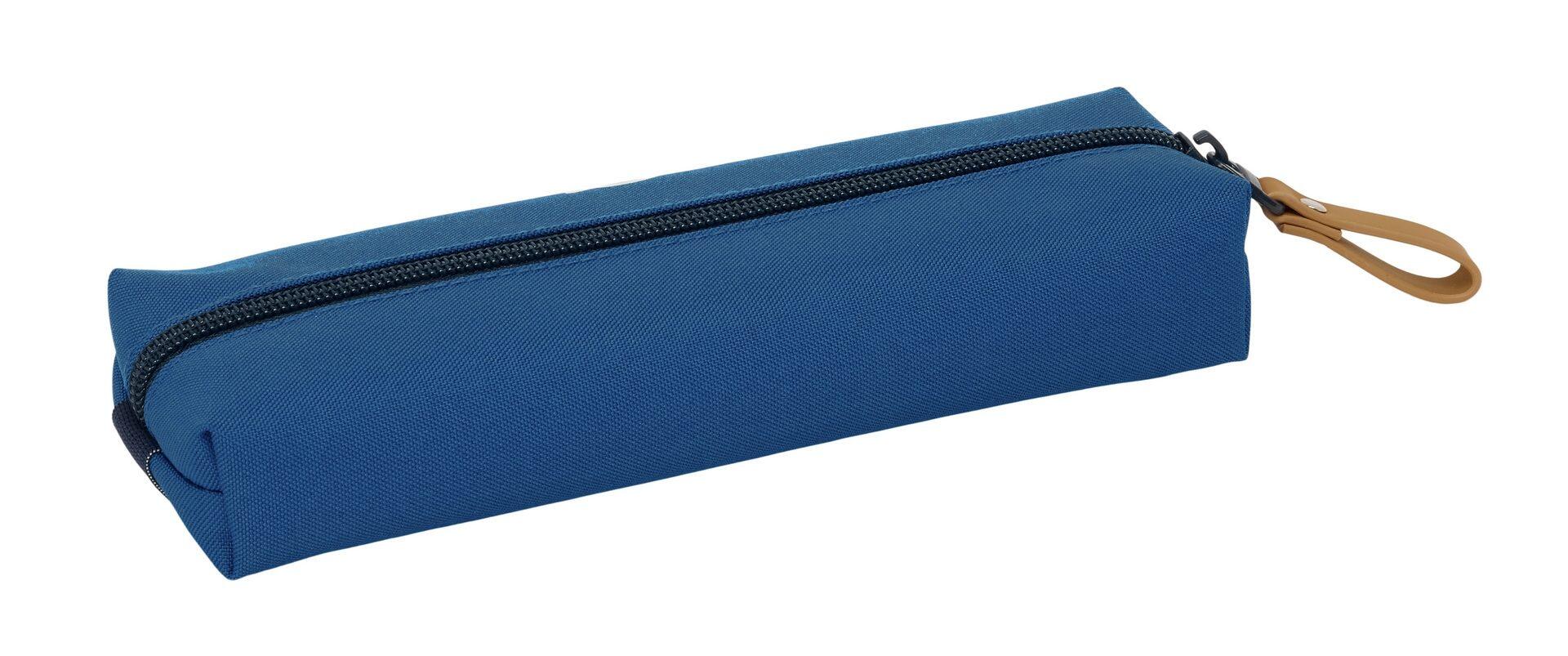 Estojo triplo para lápis, modelo polvo, 22 cm, com zíperes, azul. 2/3