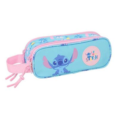 Astuccio doppio Stitch per bambini con 2 cerniere rosa e blu