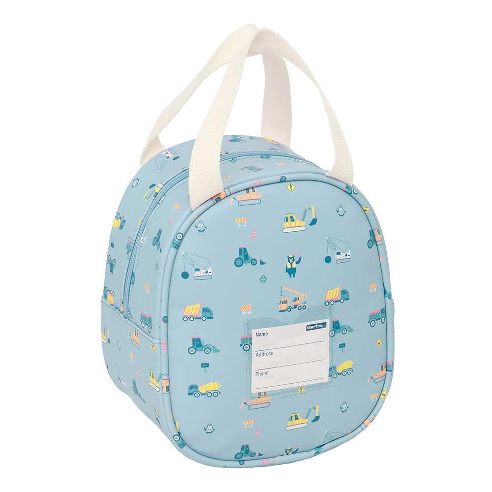 Beauty case termico rosa per bambini con decorazioni floreali, manico e interno 2/4