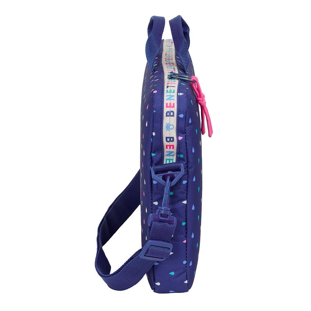 Capa portátil Benetton Drop 15,6″ com alça e fecho azul 3/3