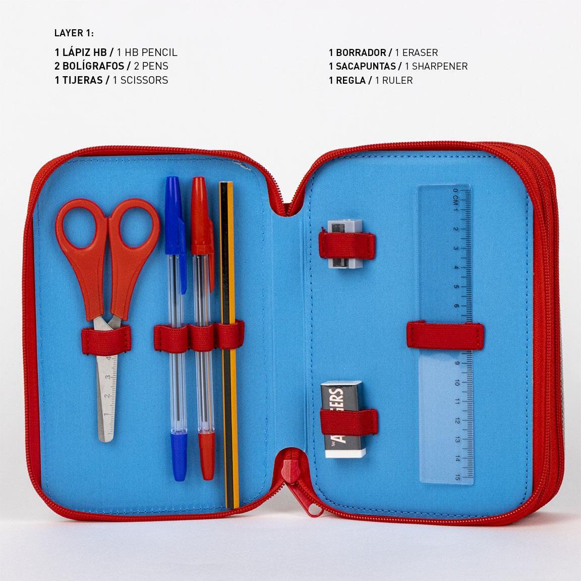 Trousse Avengers pour enfants avec accessoires et double fermeture éclair, 3 2/5