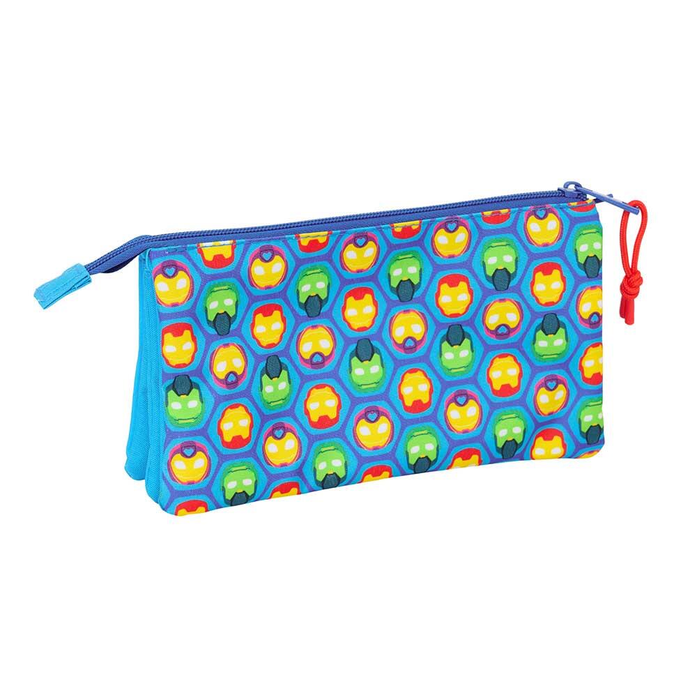 Astuccio triplo Iron Man per bambini con 3 scomparti e cerniera - Blu 2/3