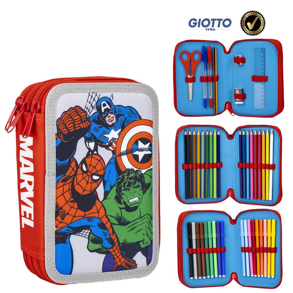 Trousse Avengers pour enfants avec accessoires et double fermeture éclair, 3 1/5