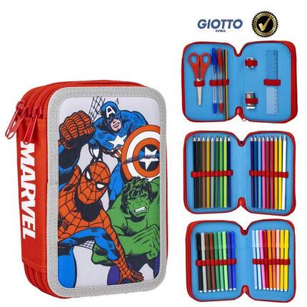 Avengers Kinder-Federmäppchen mit Zubehör und Doppelreißverschluss, 3 Fächer