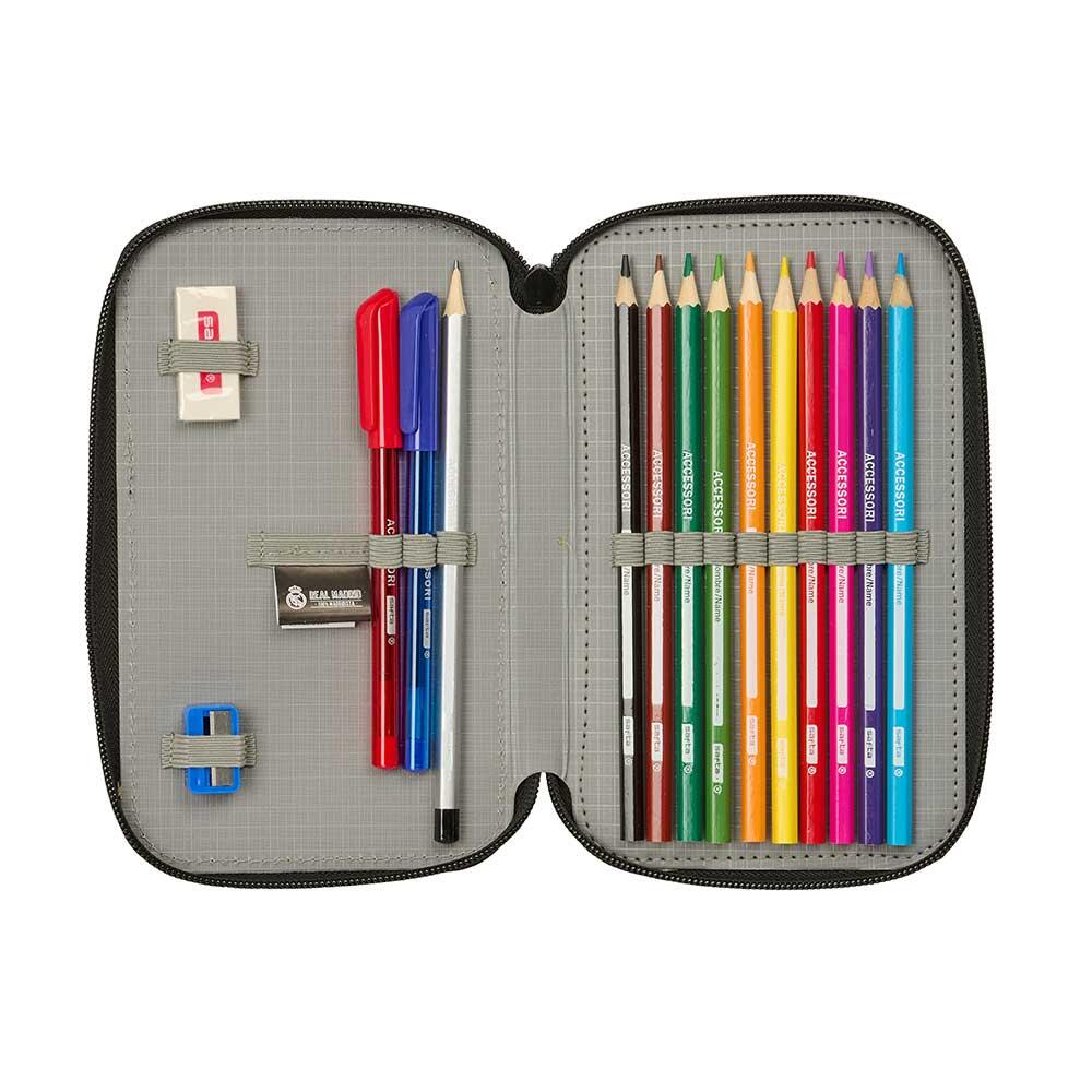 Astuccio triplo per bambini del Real Madrid con 37 scomparti e scomparti, colore 4/5