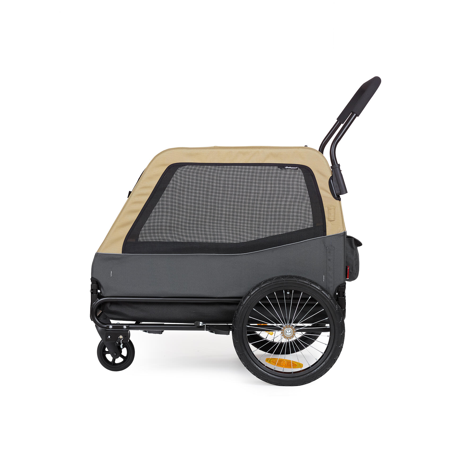 Hundefahrradanhänger & Hundewagen 2 in 1 Größe XL, Khaki/ Grau 2/7