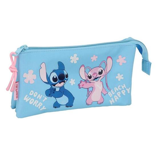 Astuccio doppio Stitch per bambini con 2 cerniere rosa e blu