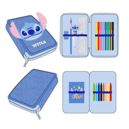 Beauty case da viaggio per bambini Stitch con cerniera e scomparti rosa