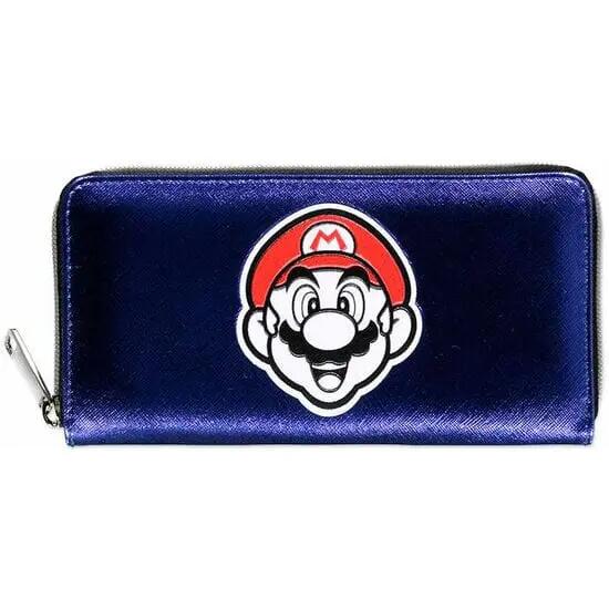 Cartera Adultos Super Mario de Poliéster y PU con Cremallera 22x17x12 cm Azul 2/2