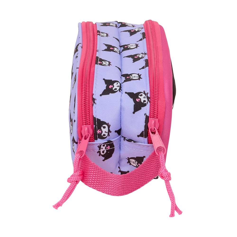 Trousse double Kuromi 3D pour enfants, avec 2 fermetures éclair et une poignée 3/3