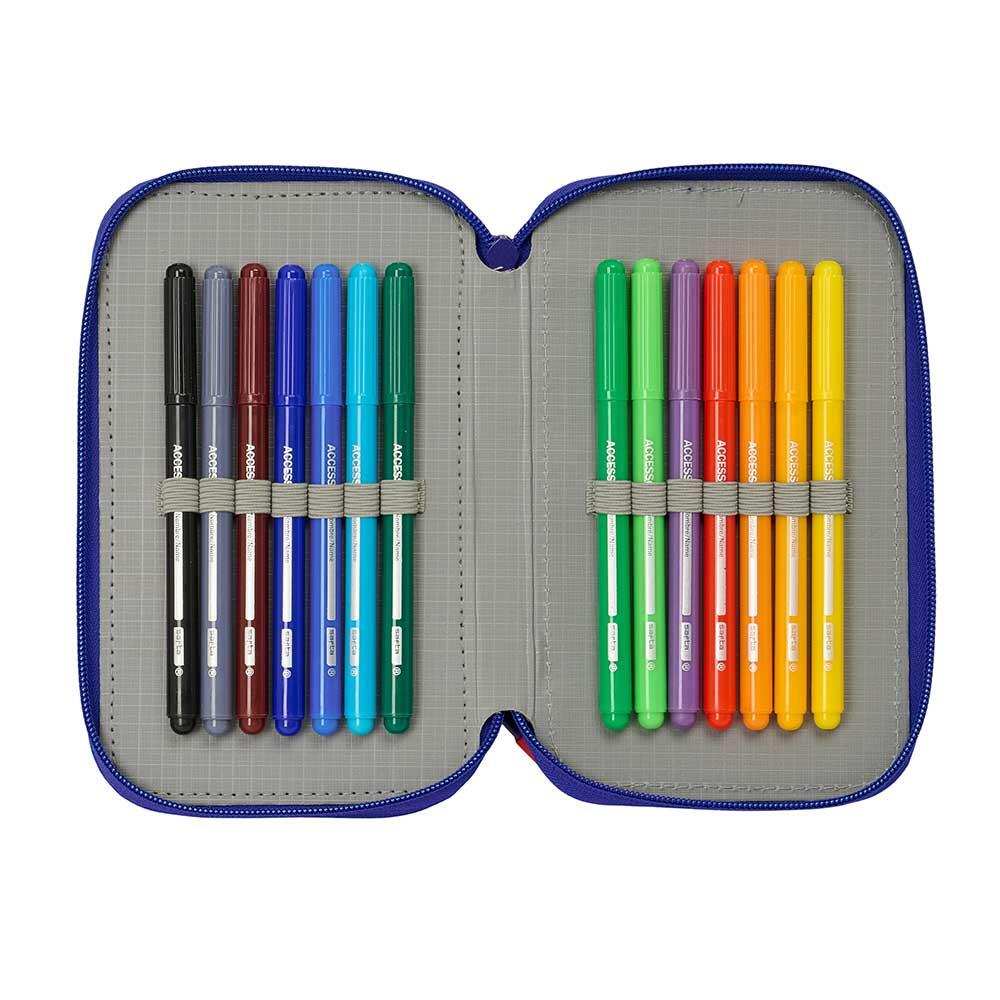 Trousse double pour enfants Jaime's Algo avec 28 crayons et fermeture éclair 6/6