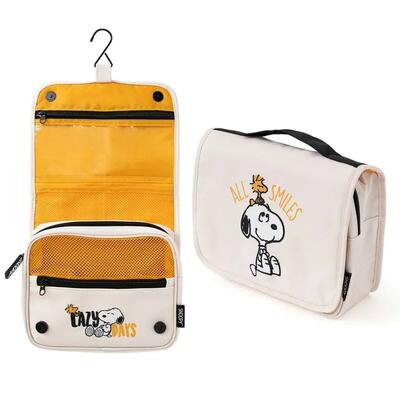 Beauty case da viaggio per adulti di Snoopy in poliestere con gancio e manico