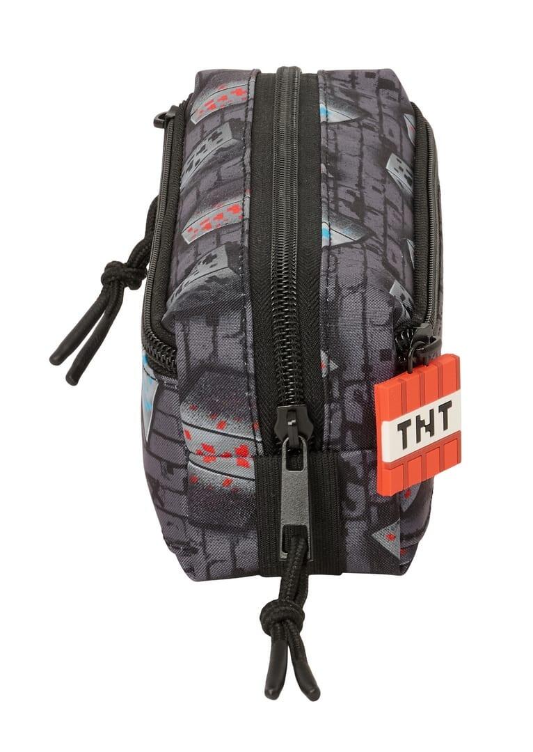 Astuccio triplo Minecraft per bambini con cerniere, 22 cm, grigio 3/4