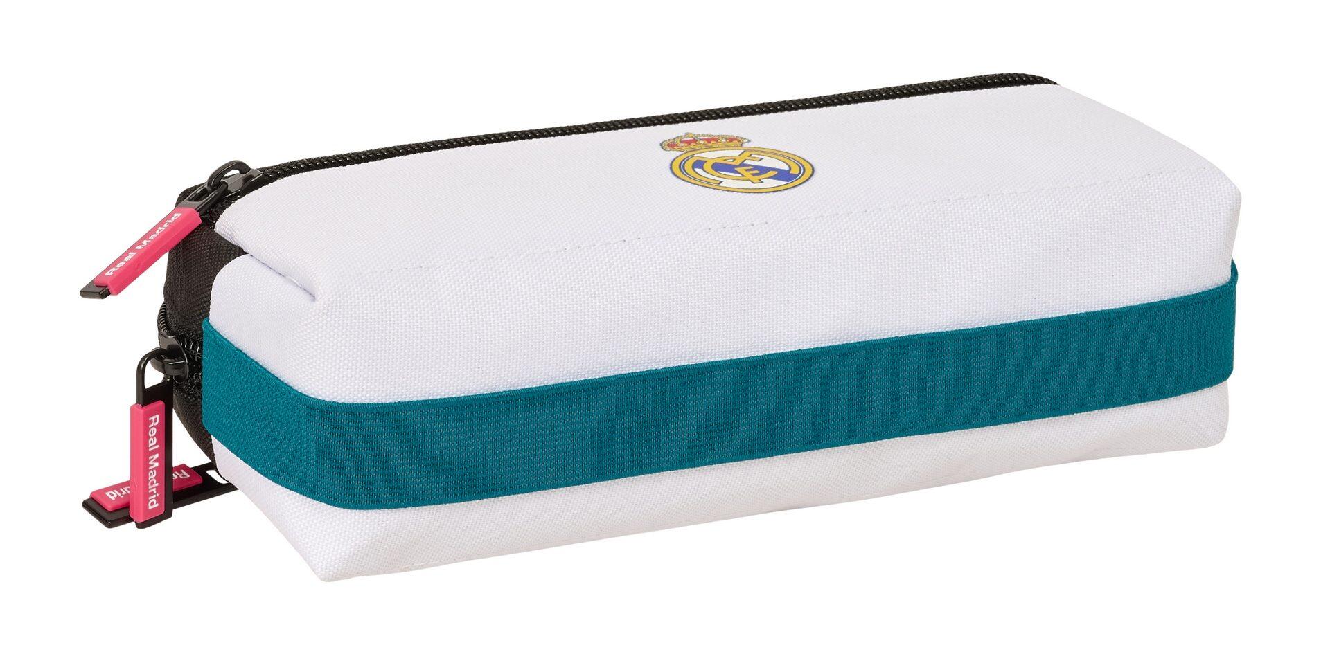 Astuccio triplo per bambini del Real Madrid con cerniera e chiusura elastica, 22 4/4