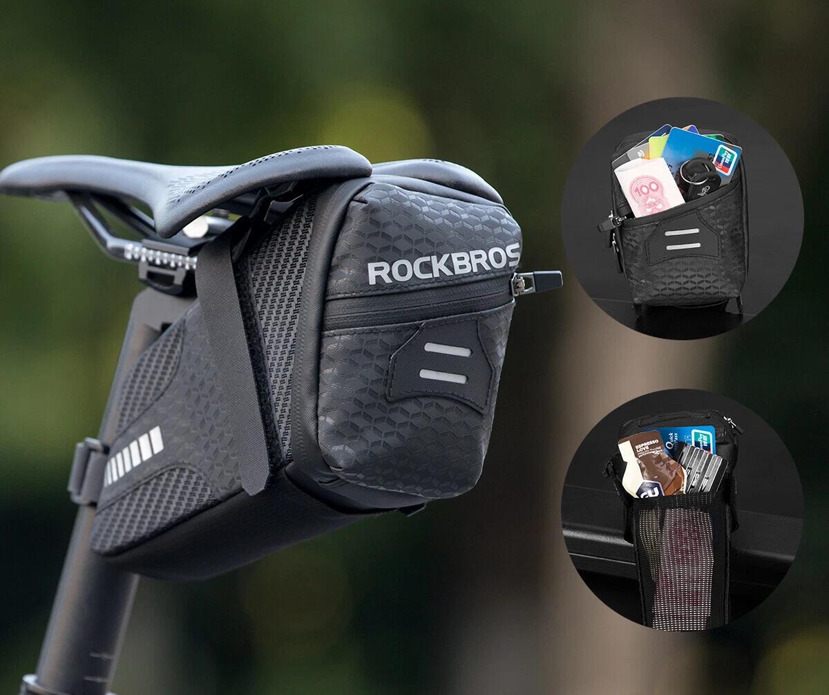 ROCKBROS Fahrrad-Satteltasche mit Reflex & Rücklichthalter 2/6