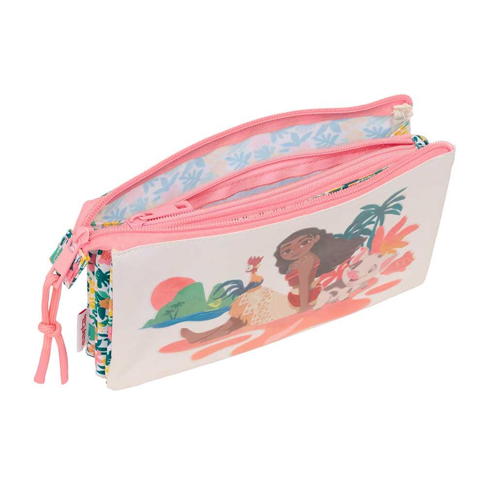 Trousse triple Minnie Mouse pour enfants, en polyester avec fermeture éclair, 23 3/3