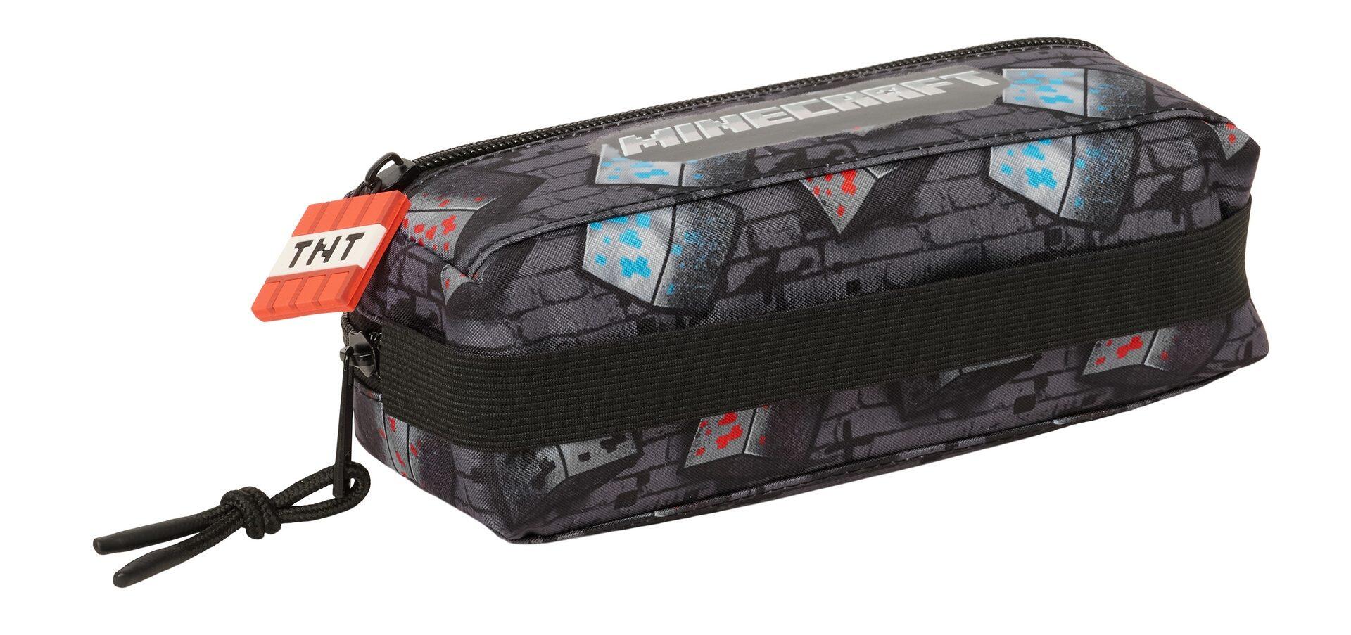 Astuccio triplo Minecraft per bambini con cerniere, 22 cm, grigio 4/4