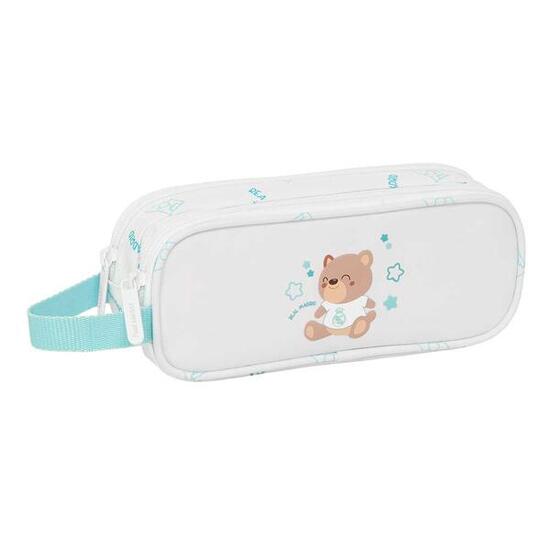 Trousse double Real Madrid pour enfants avec fermeture éclair et poignée blanche