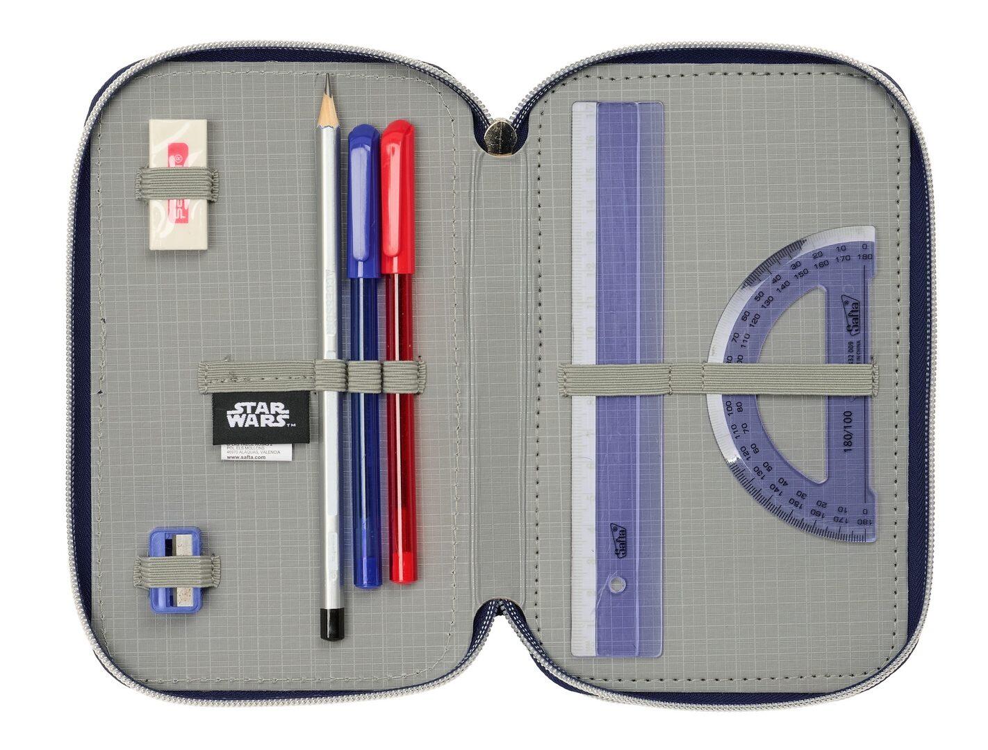 Astuccio doppio Star Wars per bambini con 28 pezzi e cerniera, nero 4/6