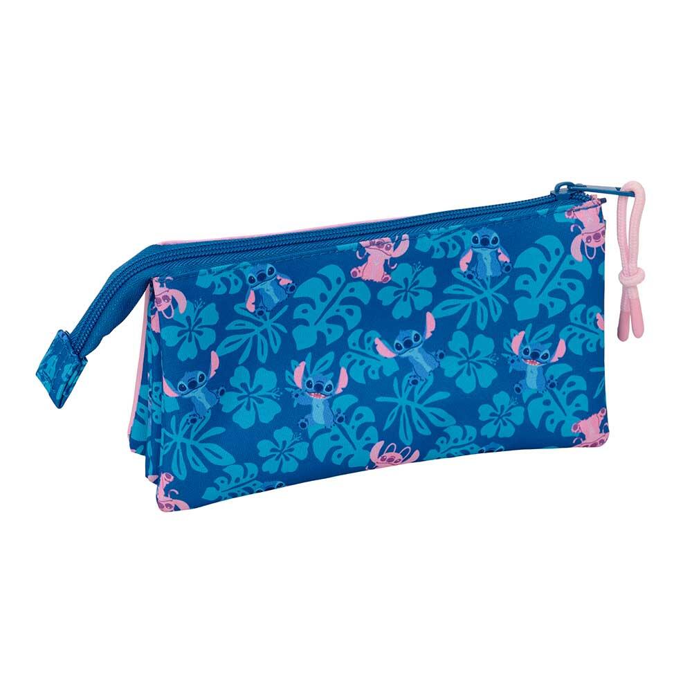 Astuccio triplo Stitch and Angel per bambini con 3 cerniere, rosa 2/3