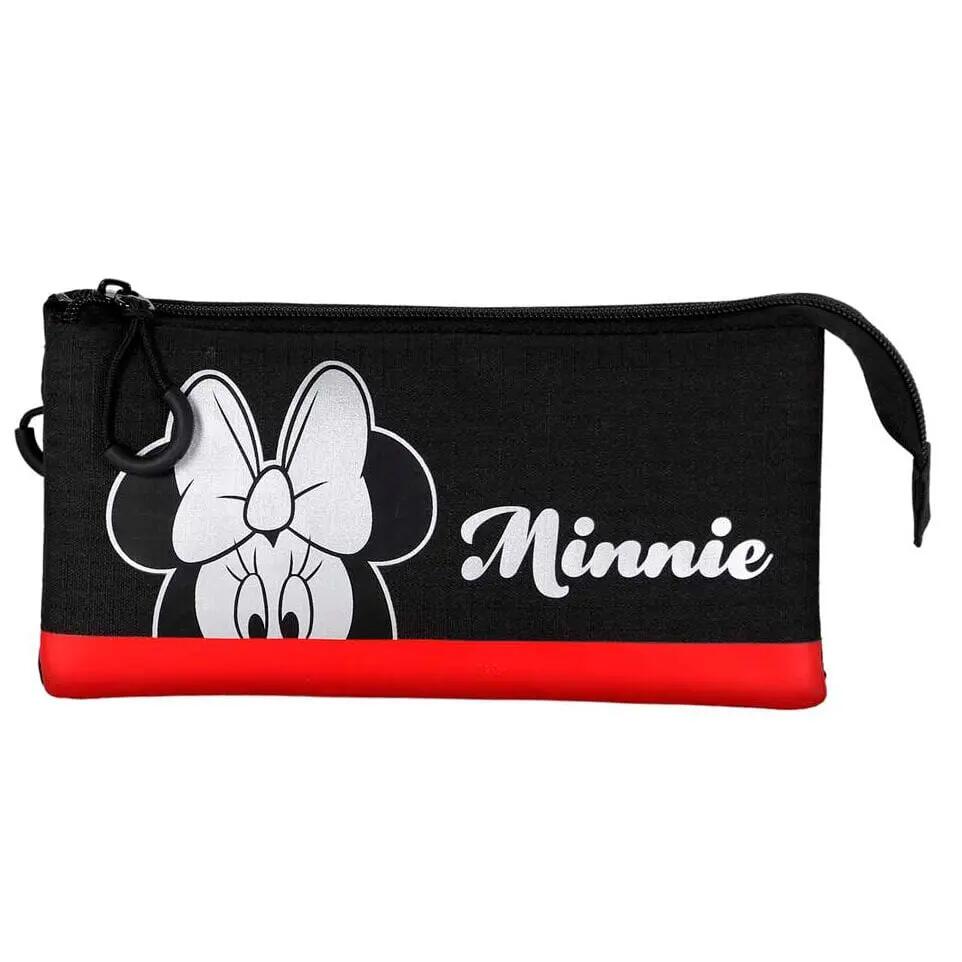 Astuccio triplo di Minnie Mouse per bambini, in poliestere con cerniera 2/3